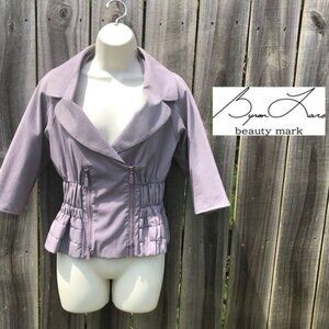 Anthropologie Byron Lars Jacket 2 Zip Top Shirt Blouse Purple Half Sleeve Collar